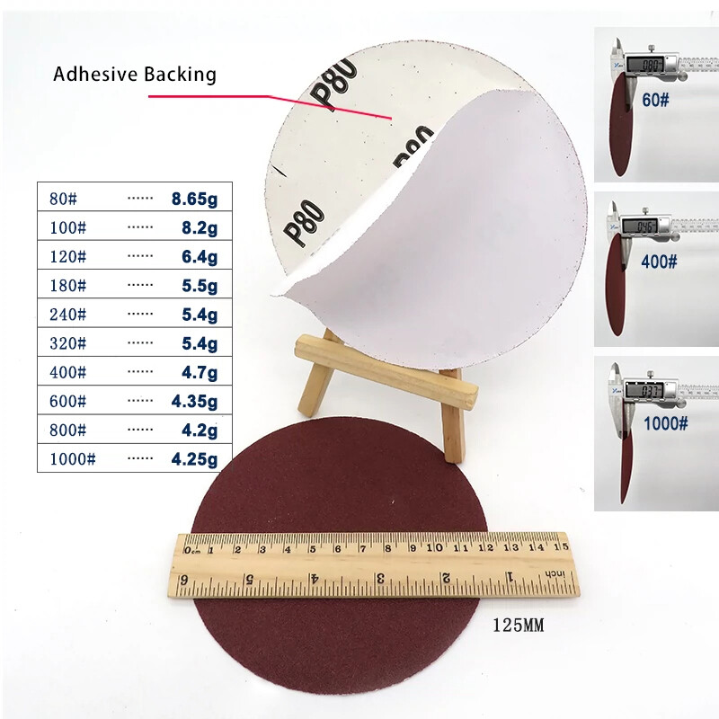 5" 125mm Self Adhesive Red Sanding Discs Sticky Backed Sandpaper 40-2000 Grit gallery