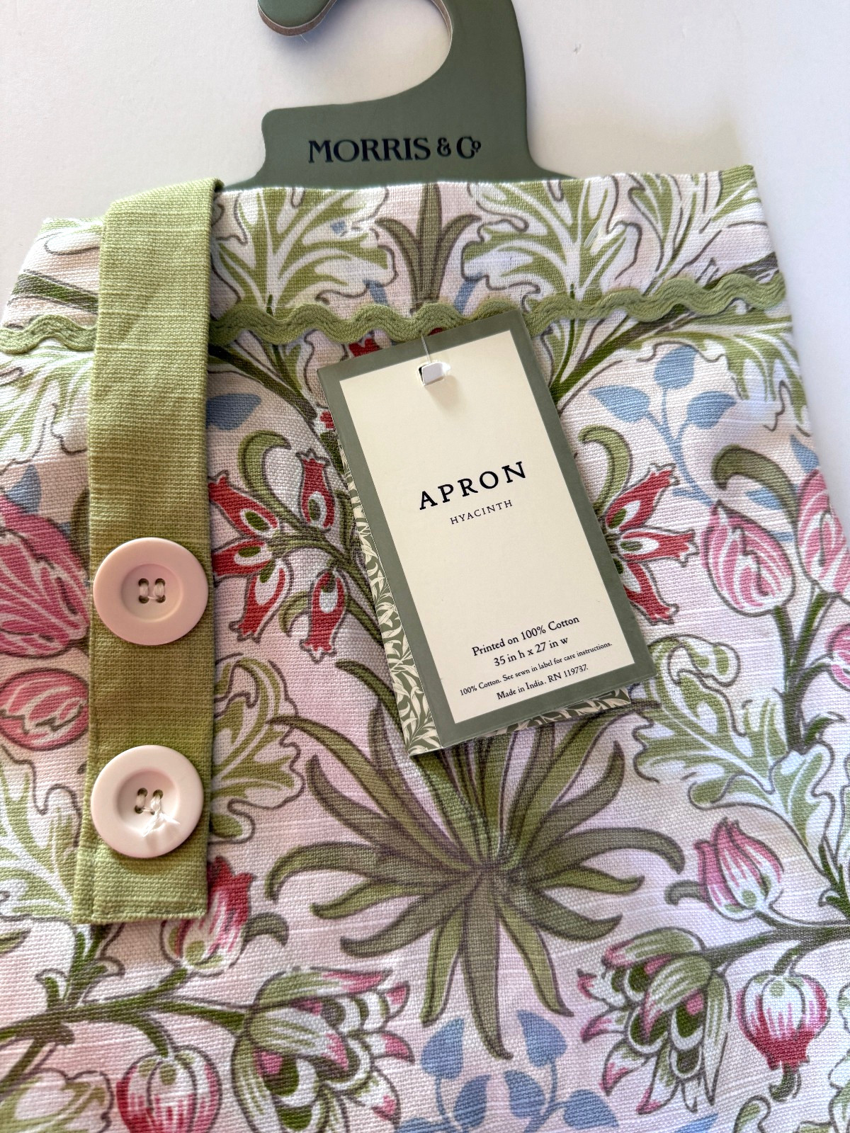Willam Morris Hyacinth Kitchen Bib Apron Cotton Multicolor Floral Rickrack Trim gallery