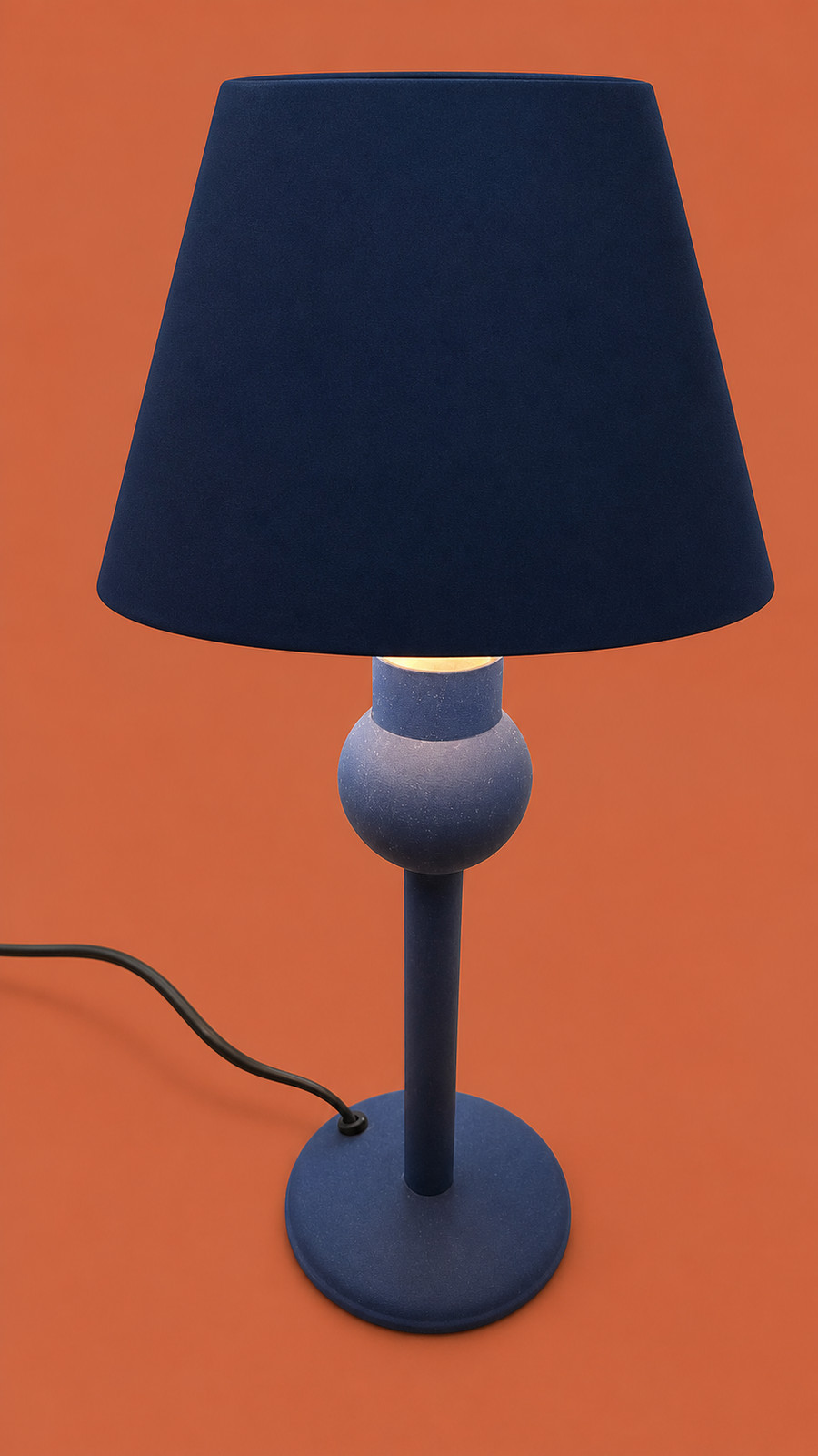 Vintage Postmodern Matte Cobalt Blue Metal Table Lamp Cone Shade Candlestick gallery