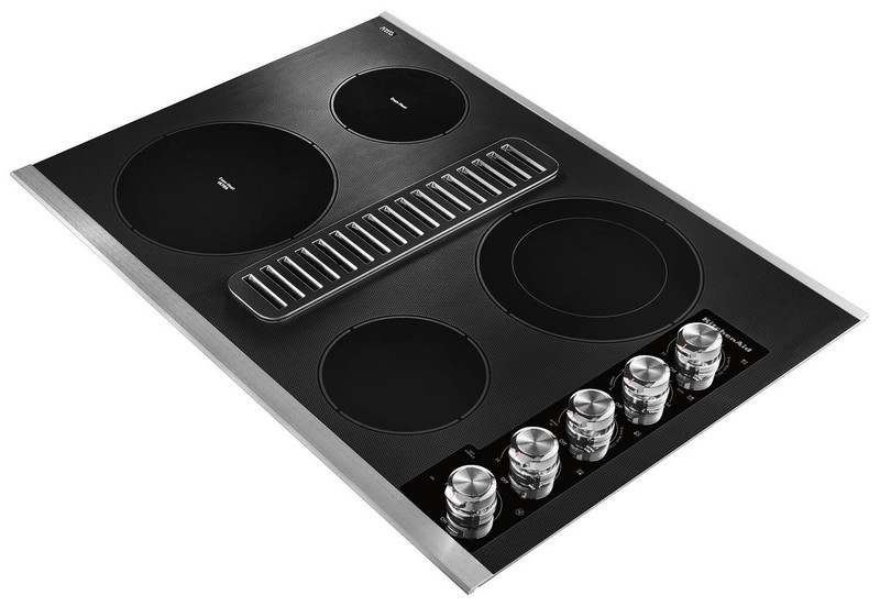 KitchenAid 30" W 4-Element Electric Cooktop w/ Downdraft Exhaust KCED600GSS, NEW gallery