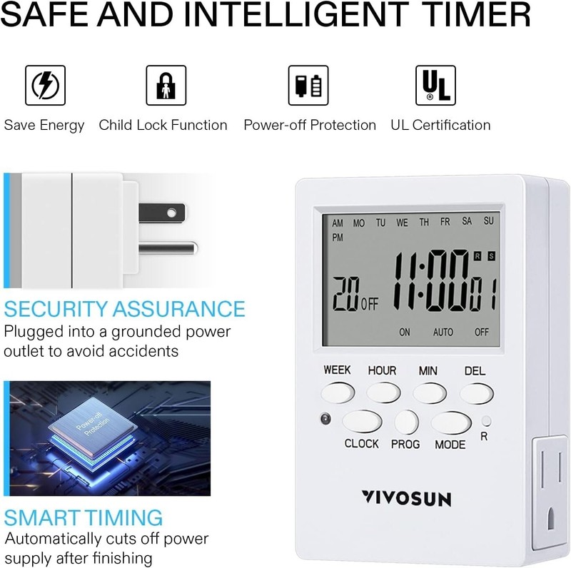 7 Day Timer Digital Programmable Electric Timer Indoor with Dual Outlet Switch gallery