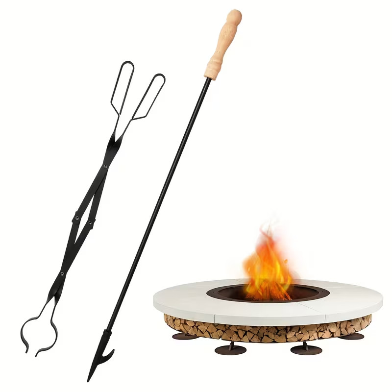 Heavy Duty 32” Long Fireplace Fire Pit Campfire Poker Stick and 26” Fireplace... gallery