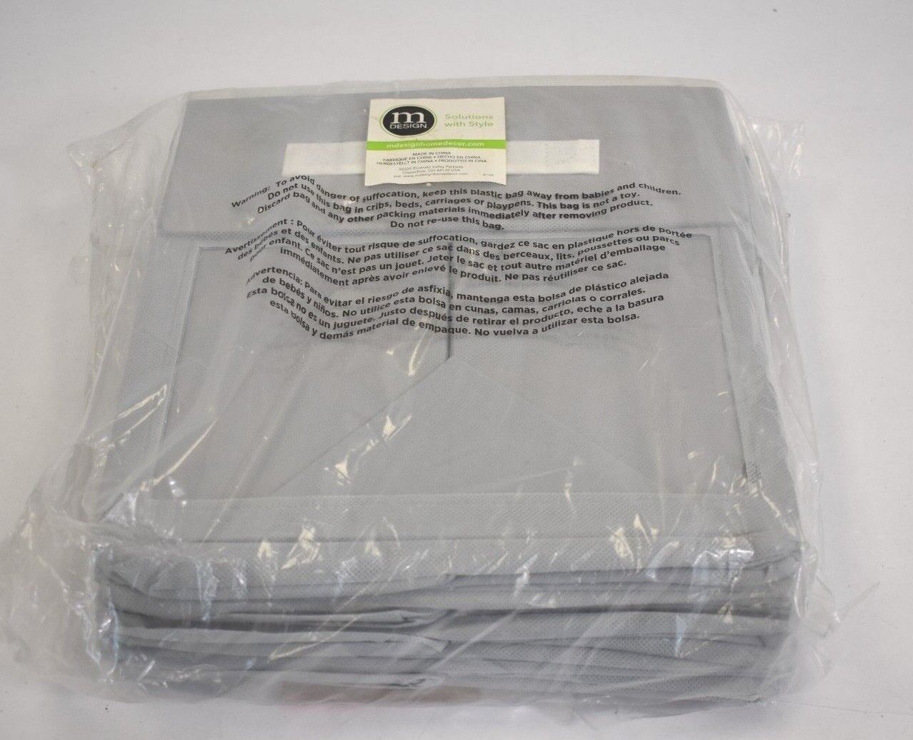 mDesign Fabric Closet Organizer Cube w Clear Window Handle Gray White 4 Pack gallery