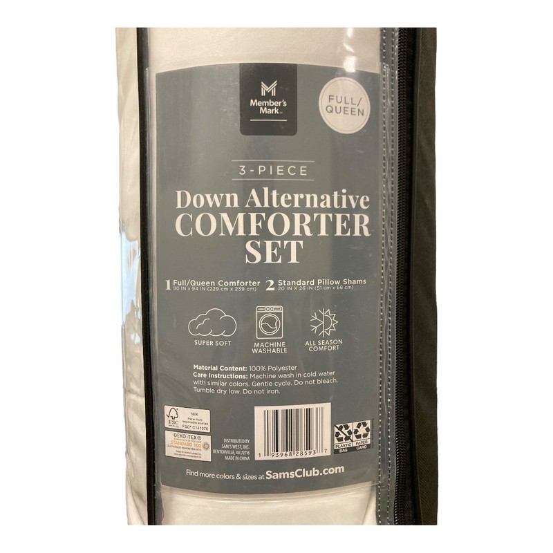 Member's Mark 100% Polyester Down Alternative Comforter Set, White, Full/Queen gallery