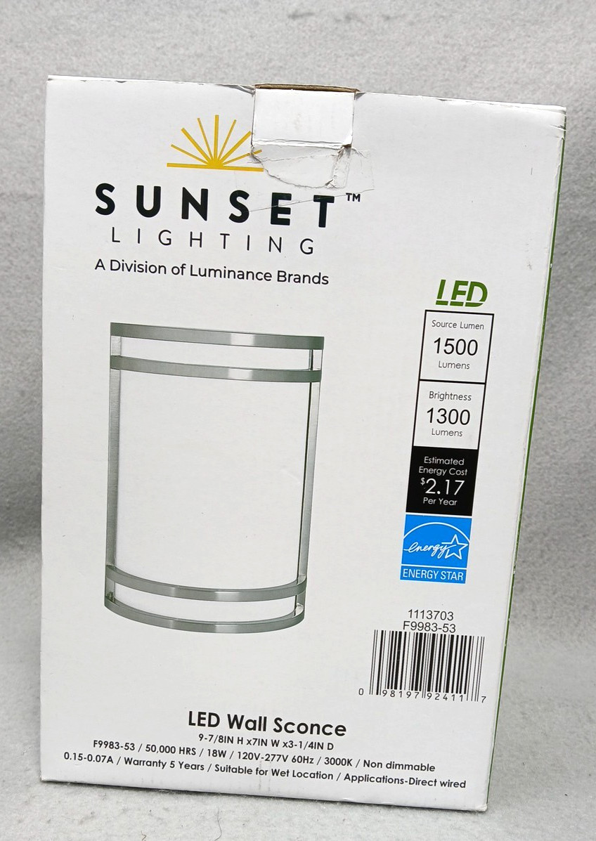Sunset Lighting LED Wall Sconce Direct Wired Energy Star F9983-53 Size 8"x7"x4" gallery