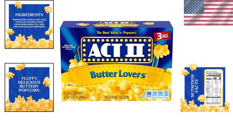 3-Count Butter Lovers Microwave Popcorn, 2.75 oz Bags - Rich Flavor in 2 Minutes gallery