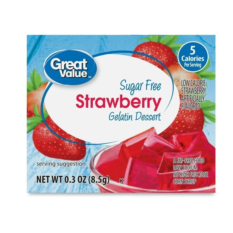 (6 pack) Great Value Sugar Free Strawberry Gelatin Dessert, 0.3 oz gallery