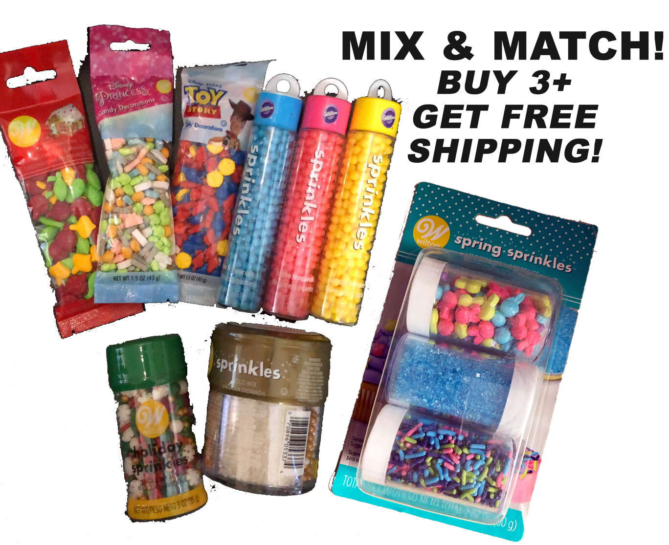 Wilton Candy Decorations Sprinkles U PICK - Toy Story, Princesses, Disney gallery