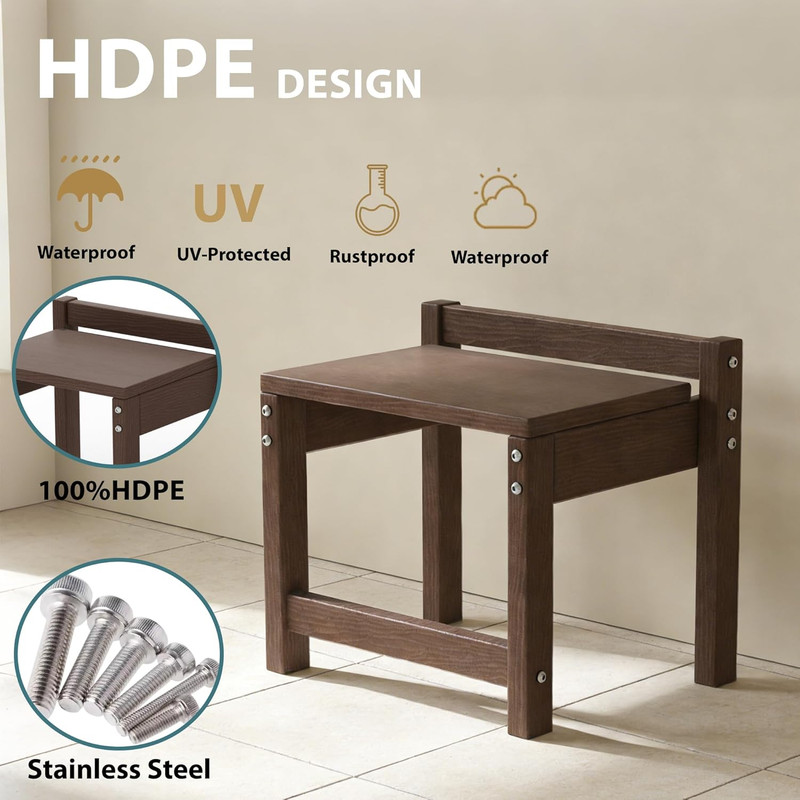 Heavy-Duty Stackable HDPE Foot Stool for Indoor/Outdoor Use - 2 Sets, Brown gallery