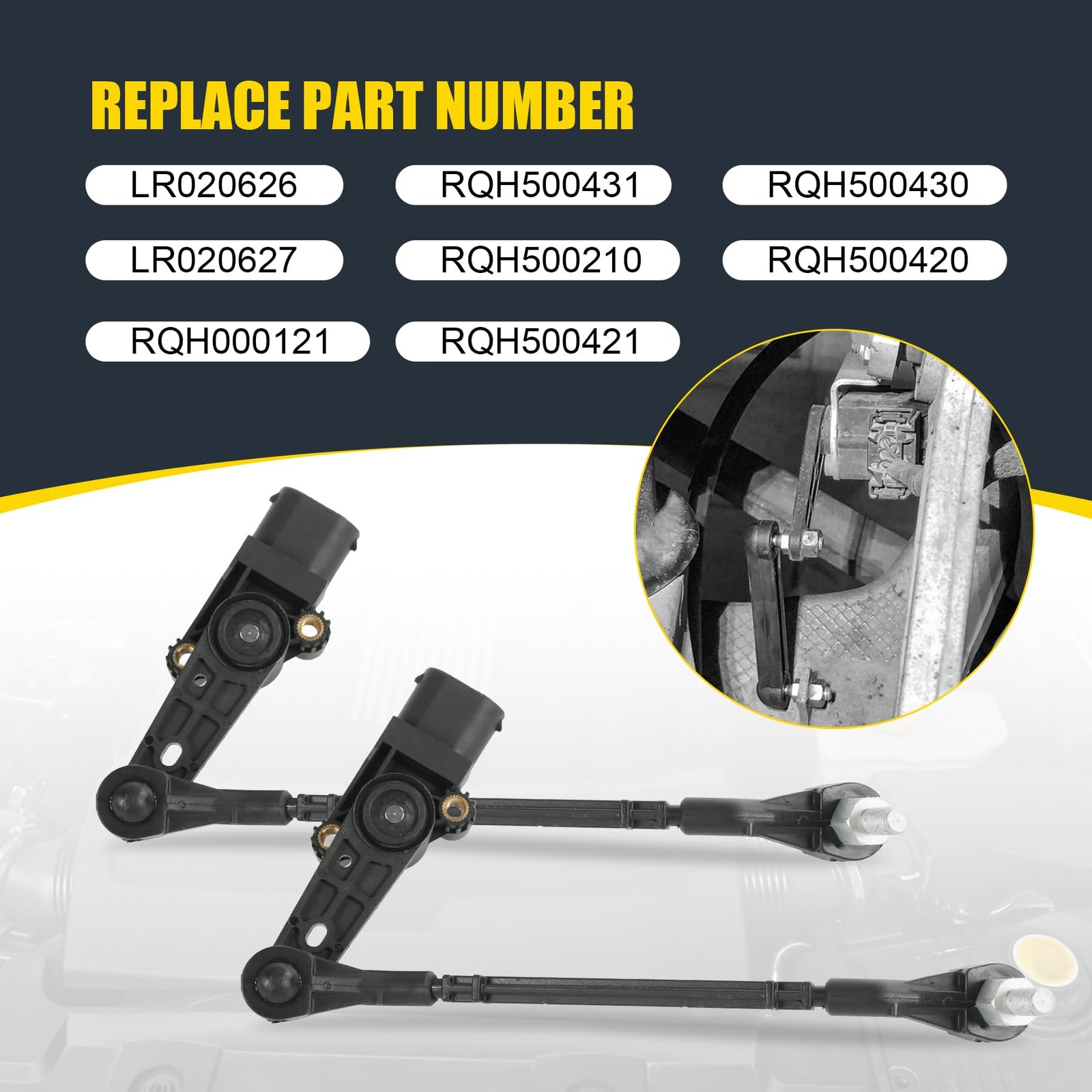 Pair Air Suspension Front Left & Right Ride Height Level Sensor for Land Rove... gallery