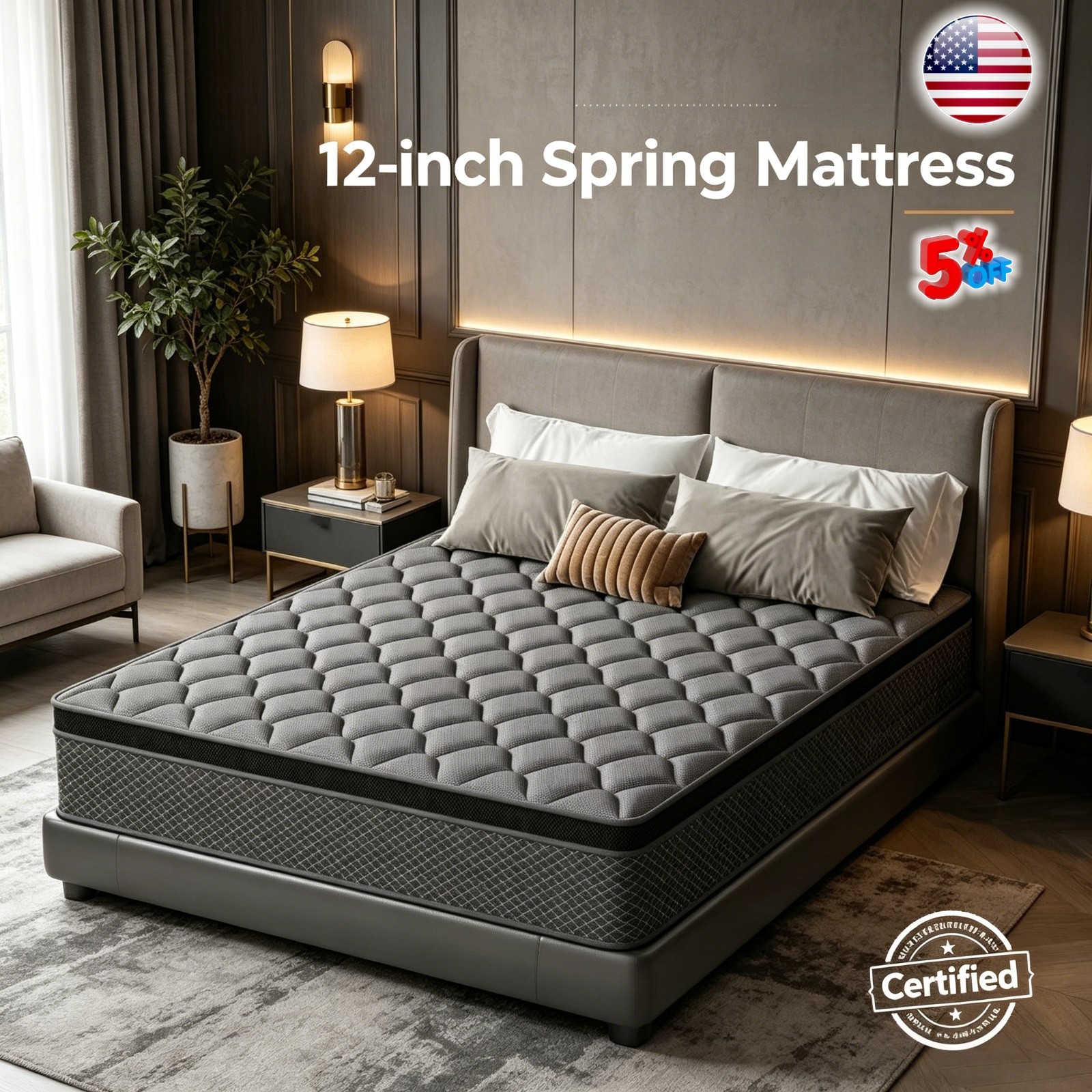 12in Memory Foam & Spring Hybrid Mattress Cooling Support Twin Size Bed In a Box gallery