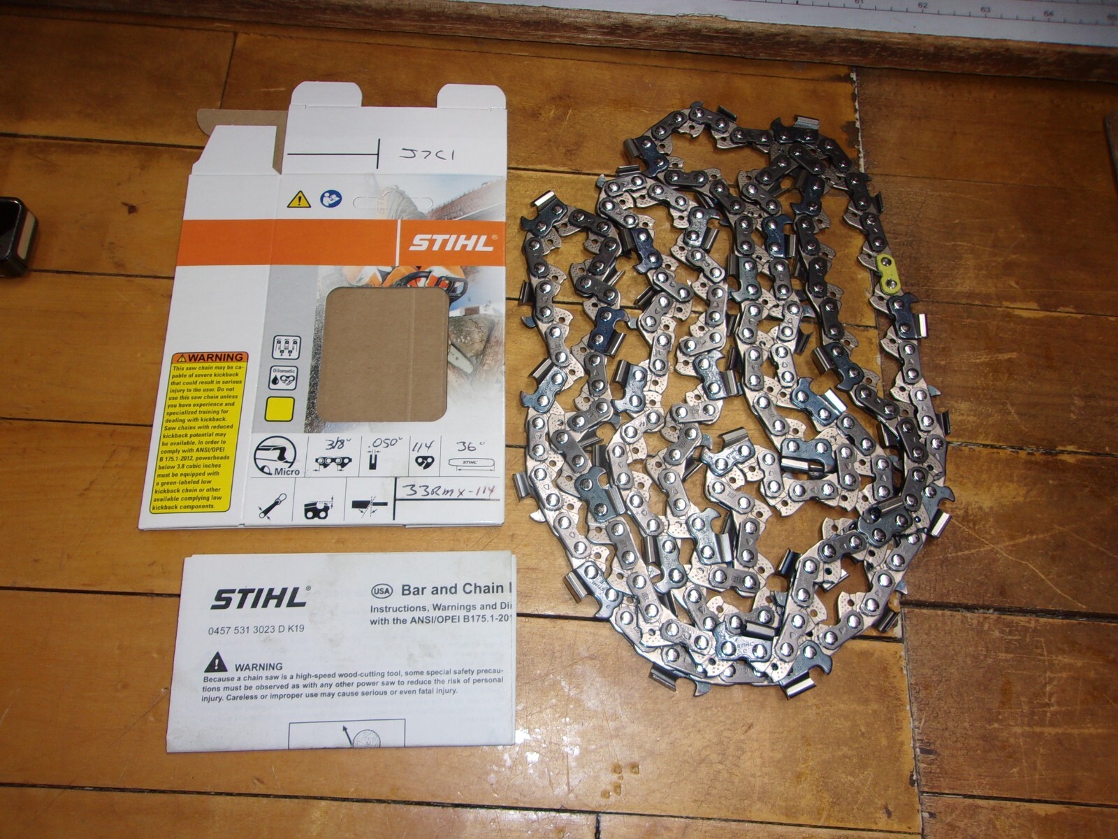 Stihl OEM 36" Semi Chisel "Ripping" Chain 3/8" .050 114 DL 33RMX #GM-J9A1 gallery