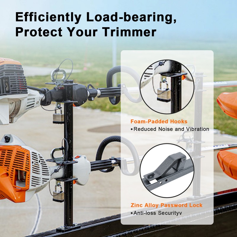 4 Place Weedeater Rack Trimmer Rack for Open Trailer Weed Eater Racks Lockable gallery