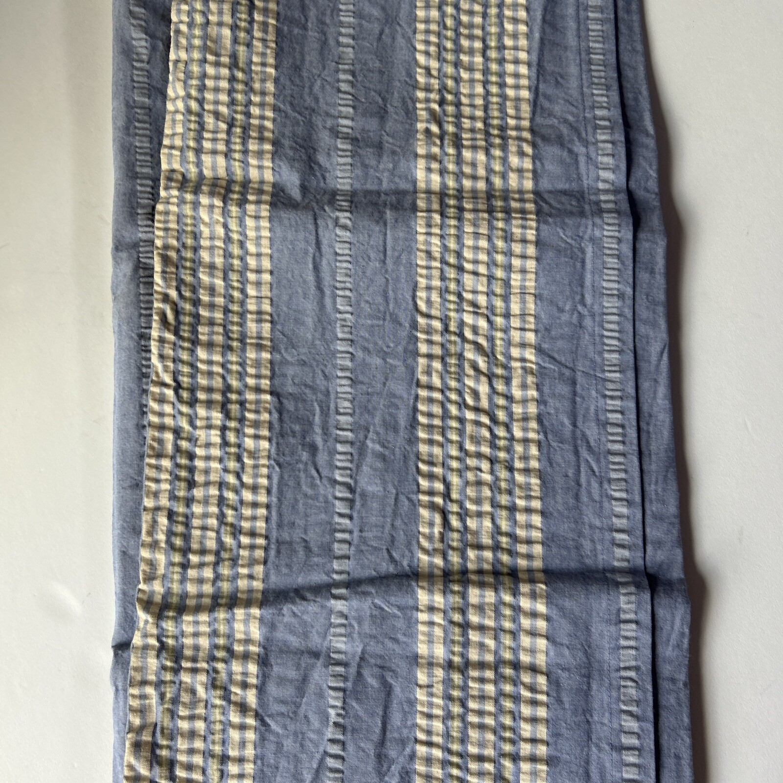 Country Curtains 1 Unlined Panel Blue /Yellow Single 100% Cotton 90"x49.5" - NWT gallery