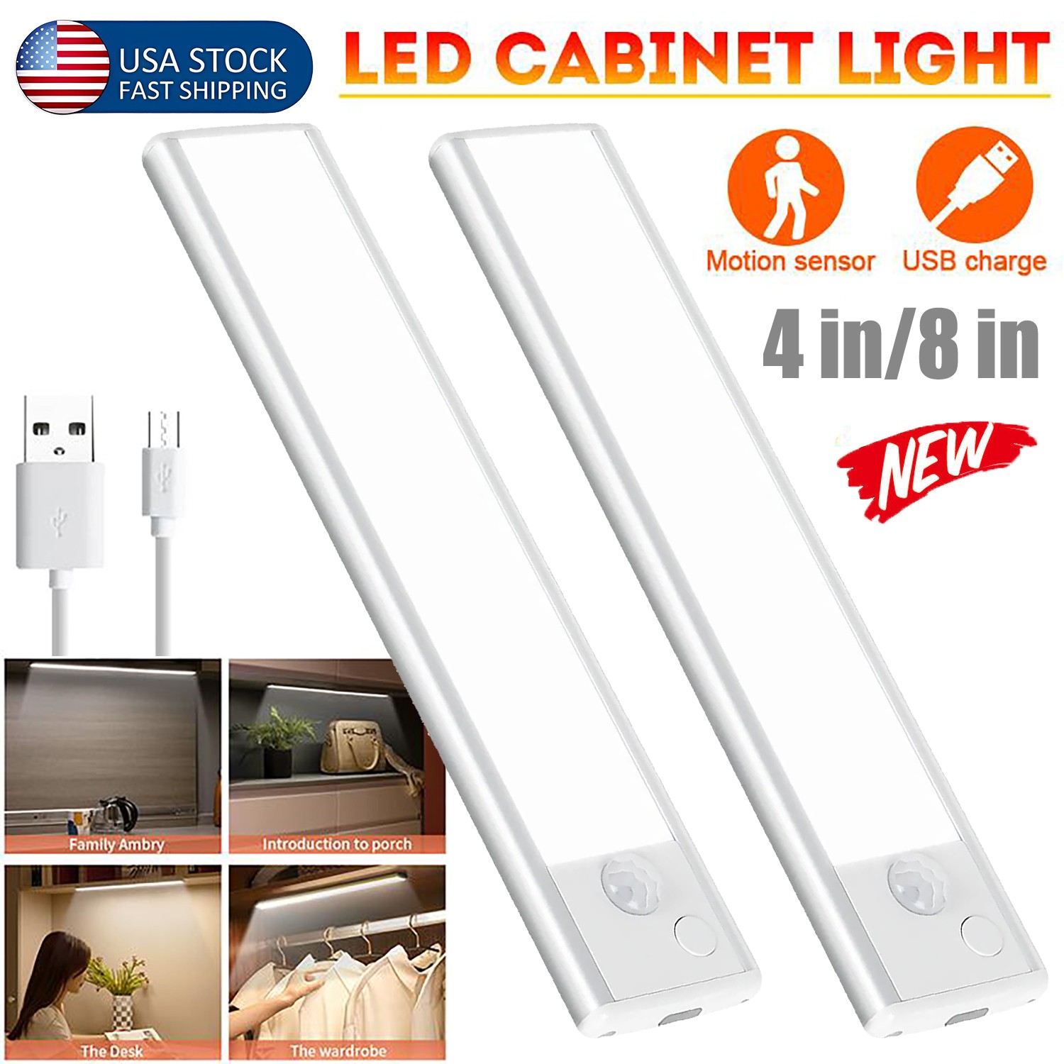 2*Under Cabinet Lighting Wireless, Motion Sensor Light Indoor LED Magnetic Light gallery