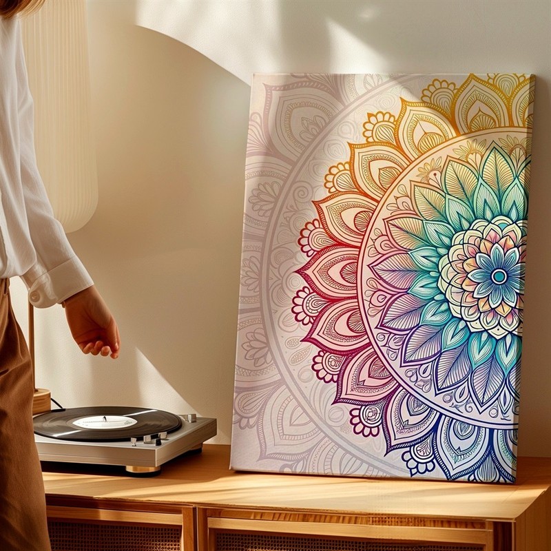 Wall Art Colorful Mandala Floral Pattern Canvas Print Boho Meditation Decor gallery