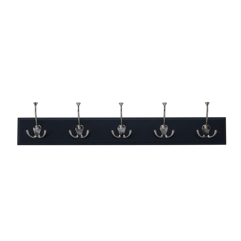 Wall Mounted Tri Hook Coat Rack 5 Hook Black Entry Bathroom 7lbs Support