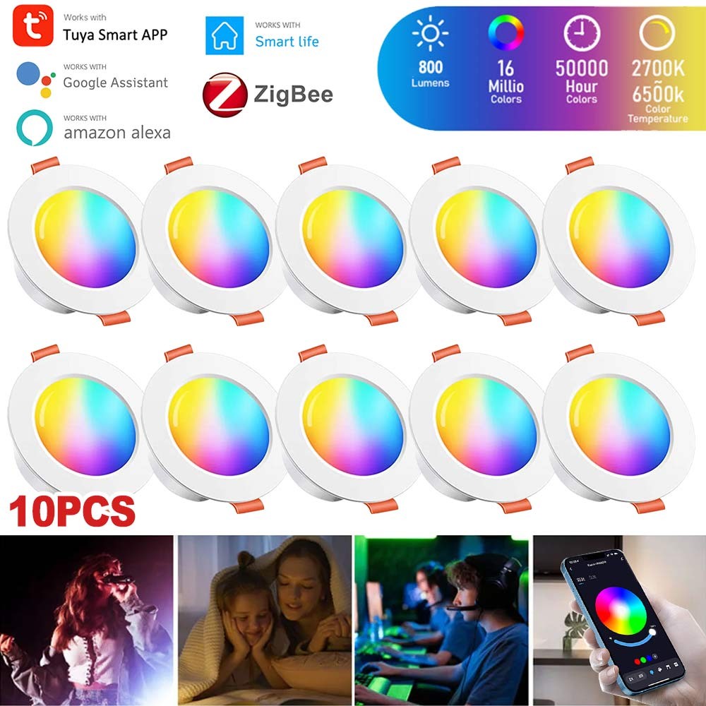 10PCS 4 Inch Smart LED Recessed Lighting RGBCW Color Changing Ceiling Lights gallery