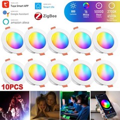 10PCS 4 Inch Smart LED Recessed Lighting RGBCW Color Changing Ceiling Lights