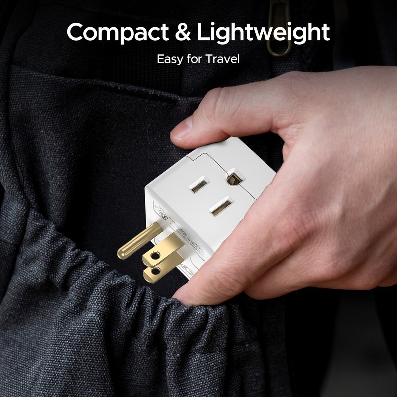 Non-Blocking 3-Outlet Wall Adapter, Compact Grounded Plug Extender, ETL Listed gallery
