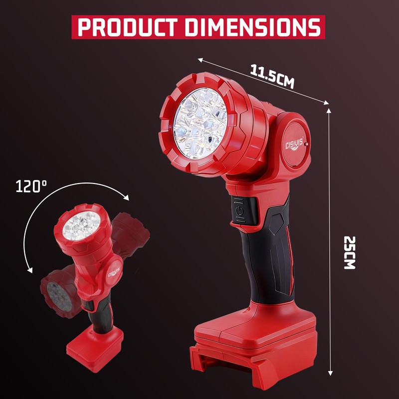 CISIVIS LED Flashlight Cordless Led Work Light Compatible Milwaukee M18 Battery gallery
