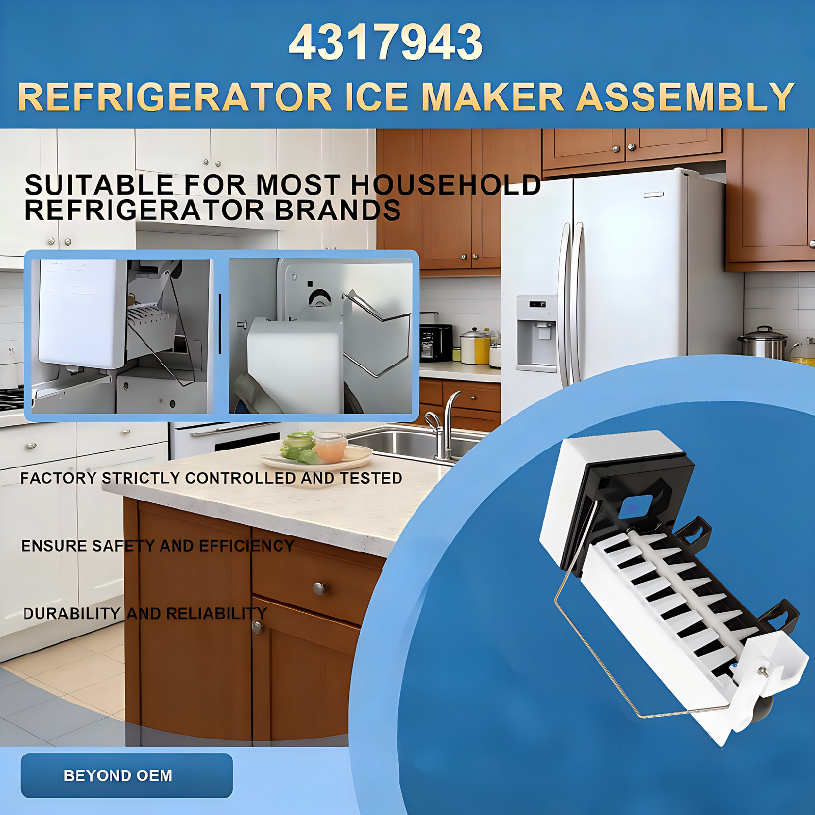 4317943 Refrigerator Icemaker Ice Maker for Whirlpool Kenmore Estate gallery