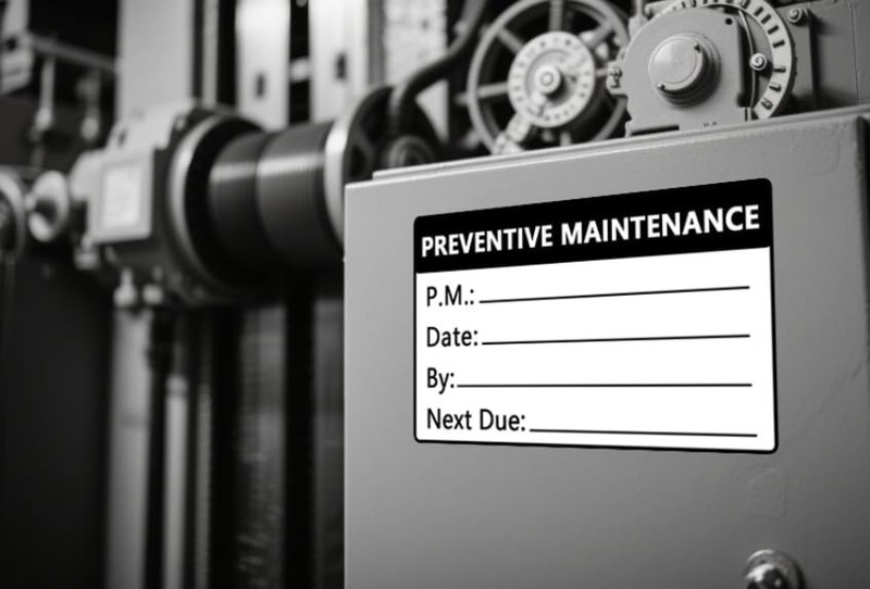 Top label Preventative Maintenance Stickers,3x2 Inch Adhesive 3x2 Inch, White gallery