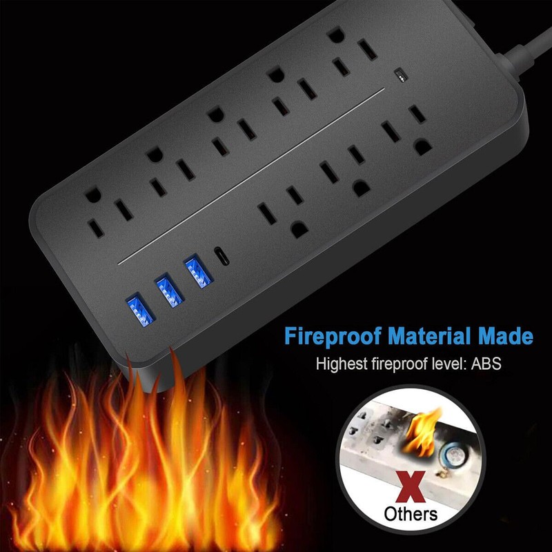 Lot Wall Mountable USB Surge Protector Power Strip with USB Ports 8 Outlet Plugs gallery