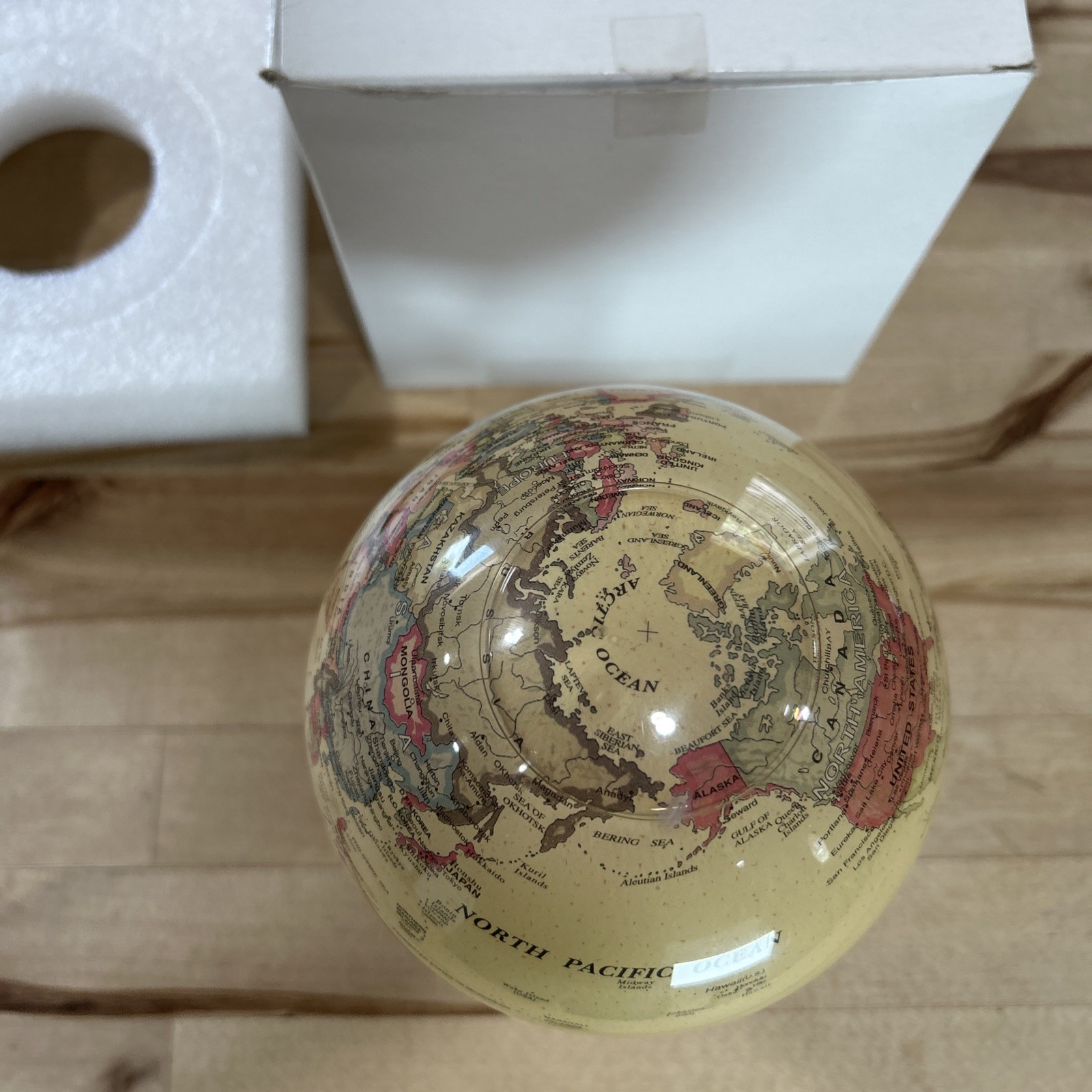 MOVA Rotating Globe W/ 3- Prong Stand New In Box 6 Inch Antique Beige gallery