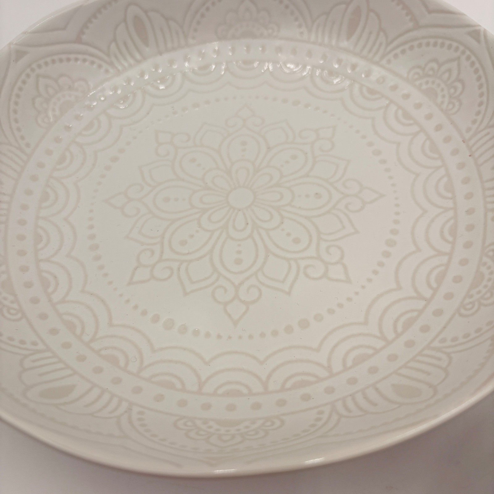 Set of 2 Ceramic Bowls Mandala Pattern Beige Neutral Rustic Farmhouse Soup Pasta gallery