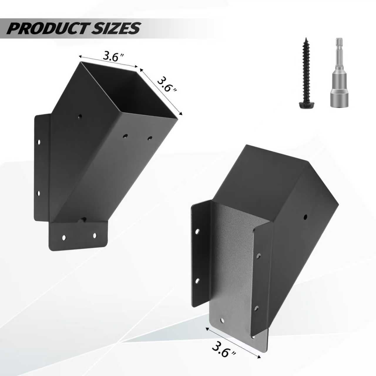 8 Pcs Pergola Angle Support Bracket ,Reinforced 45-Degree 4x4-8, Black gallery