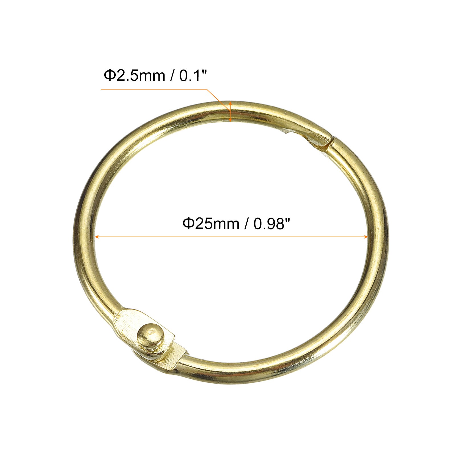 12pcs Shower Curtain Rings 1 Inch Loose Leaf Binder Rings (Gold) gallery