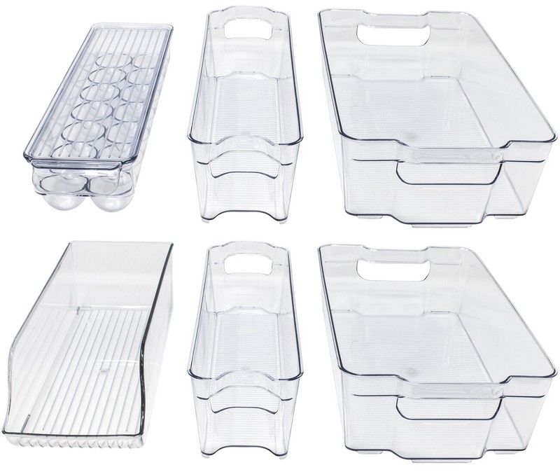 6 Pack Refrigerator Organizer Bins Set - Fridge & Pantry Clear Stackable Storage gallery