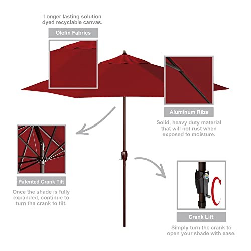 CALIFORNIA UMBRELLA 9' ROUND DECK POOL PATIO UMBRELLA CRANK LIFT - RED OLEFIN gallery