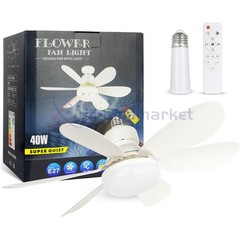 Socket Ceiling Fans with Lights and Remote- Socket Fan light with Dimmable Led