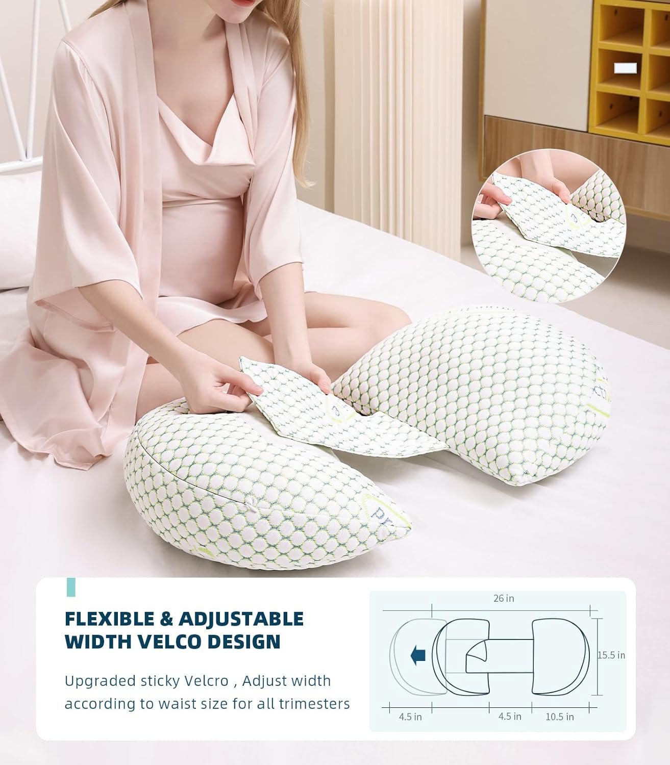 Maternity Pillow for Side Sleepers - Adjustable Support for Back, Belly, and Hip gallery