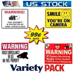 HOME SECURITY SURVEILLANCE CAMERA WARNING STICKER SIGN 4 LOT 99 EACH