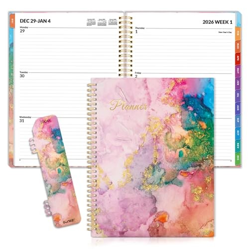 2026 Weekly and Monthly Planner - from January 2026 - December 8.5"x11" Marble gallery