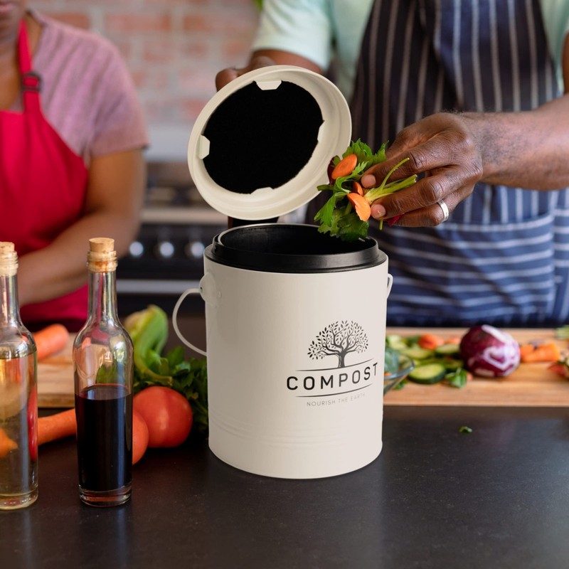 Kitchen Compost Bin, 1.3 Gallon Countertop Compost Bin with Lid, Indoor Compo... gallery