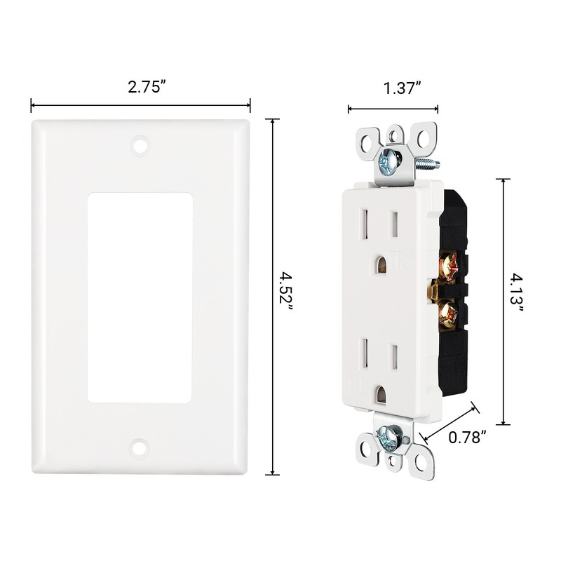 DEWENWILS 20-Pack Decorator Receptacle Outlet, Standard Wall Outlets, 15Amp/125V gallery
