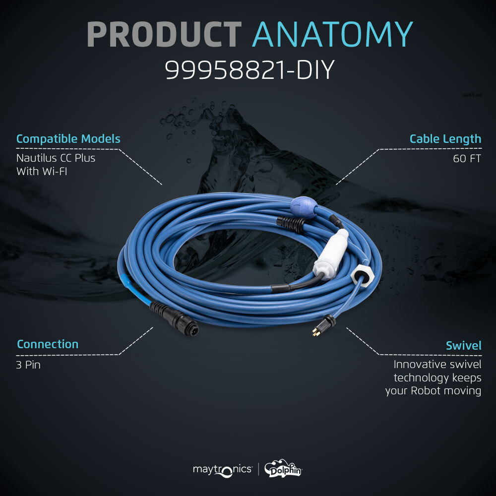 Genuine Dolphin Replacement Part — Durable 60 FT Blue Cable with Swivel gallery
