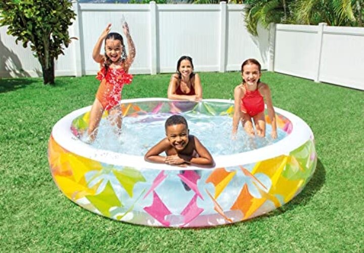 INTEX 56494EP Swim Center Inflatable Pinwheel Swimming Pool, 90" x 22", for gallery