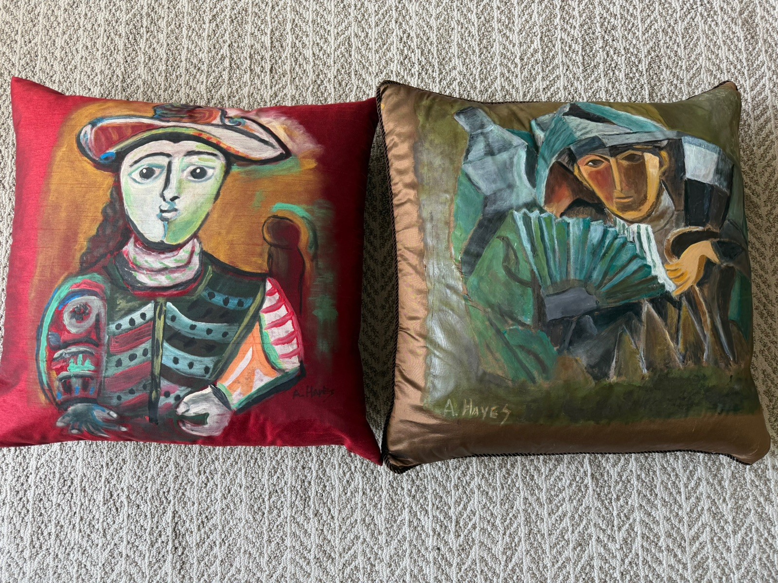 Hand Painted Silk Pillows (Two) gallery