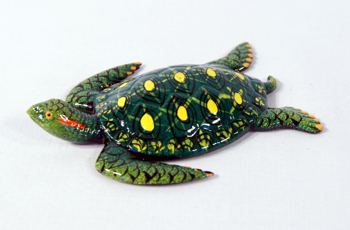 Hand Painted Green Brown Sea Turtle Refrigerator Magnet (Set of 3) 790S gallery