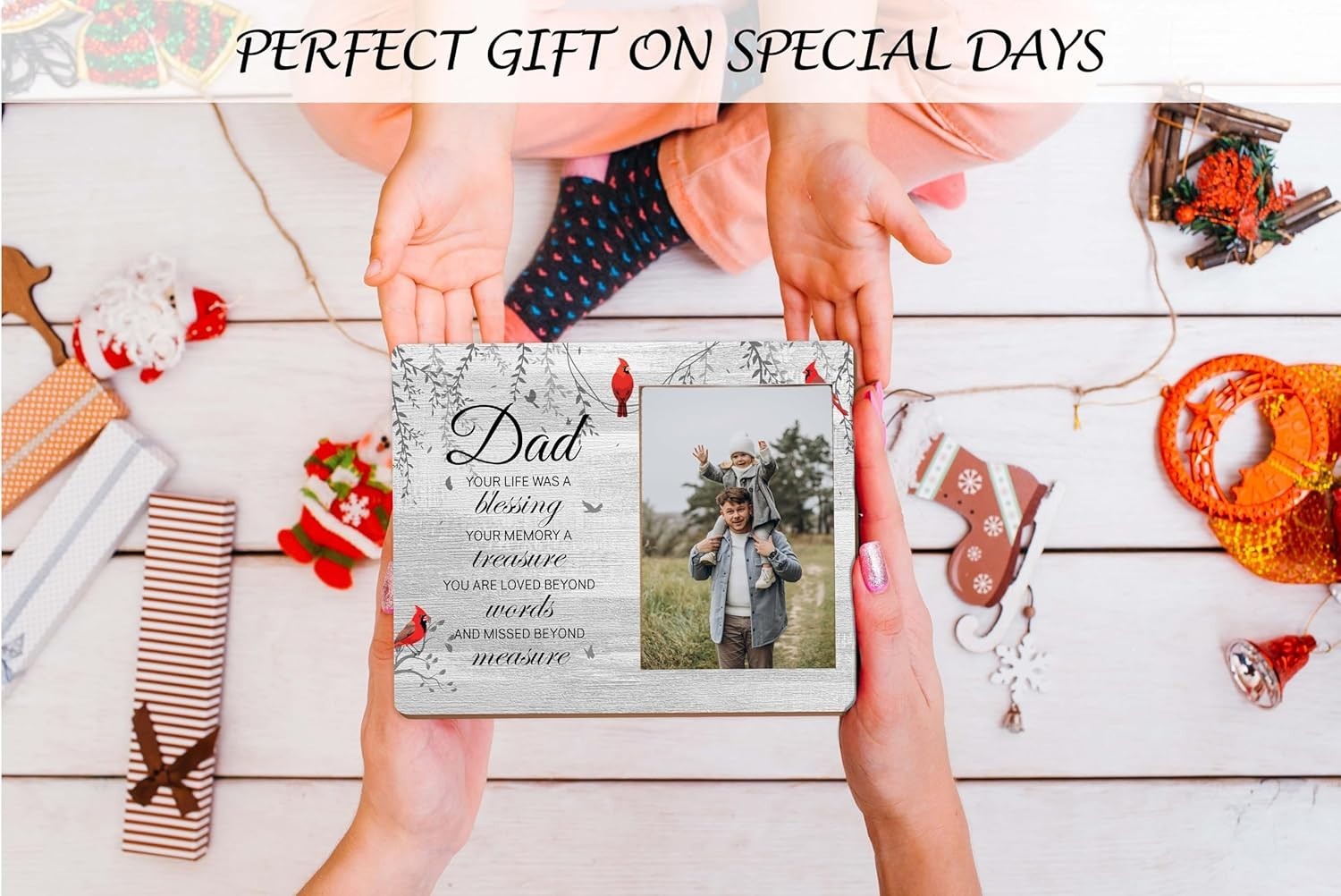 Father Memorial Picture Frame - In Loving Memory of Dad - Wooden Sympathy Gift f gallery