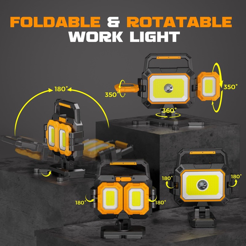 YZONI 40W Rechargeable LED Work Light 4000 Lumens, Cordless Black and Yellow gallery