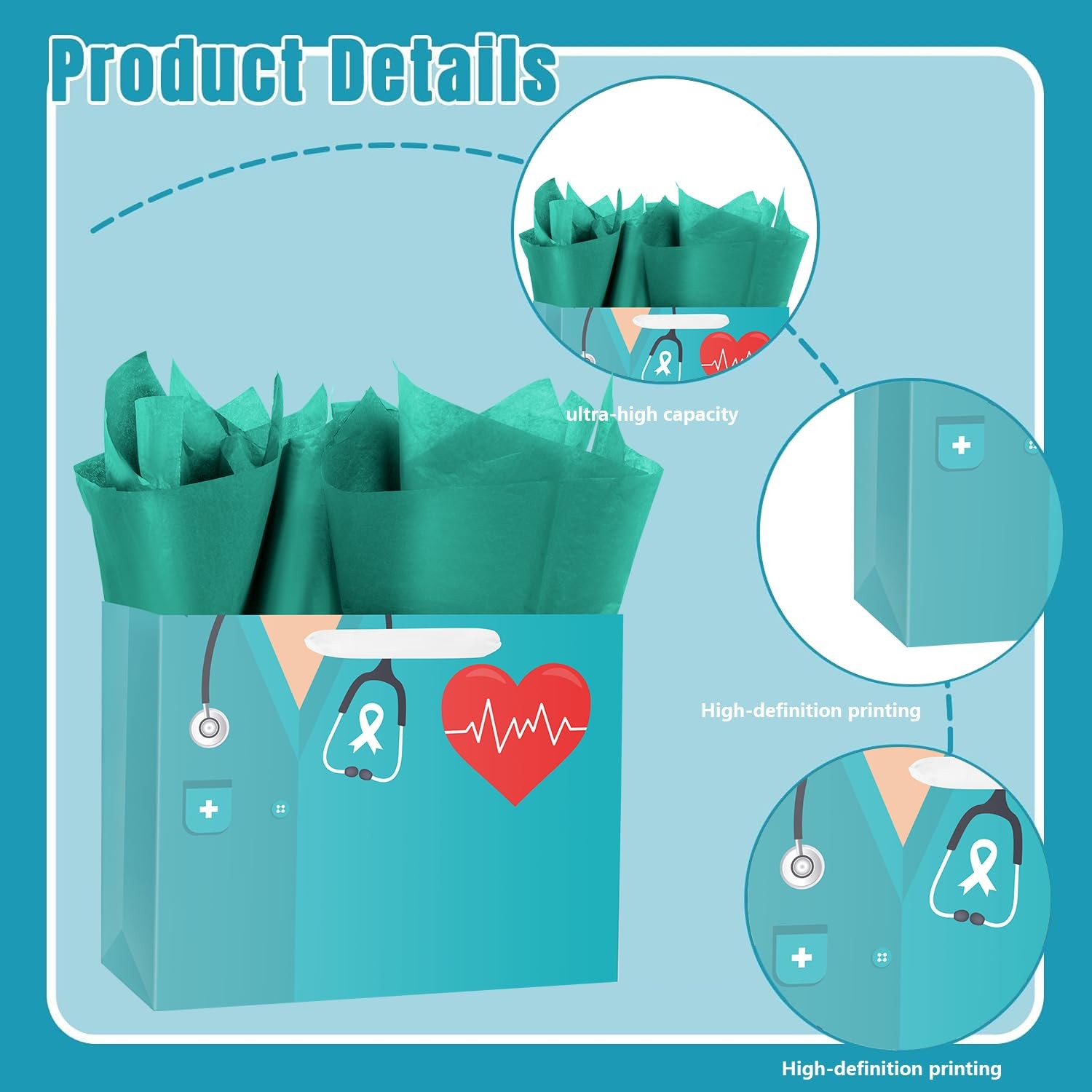 Nurse Graduation Gift Bag with Tissue Paper 12.6" Nursing Medical Grad Congrats gallery