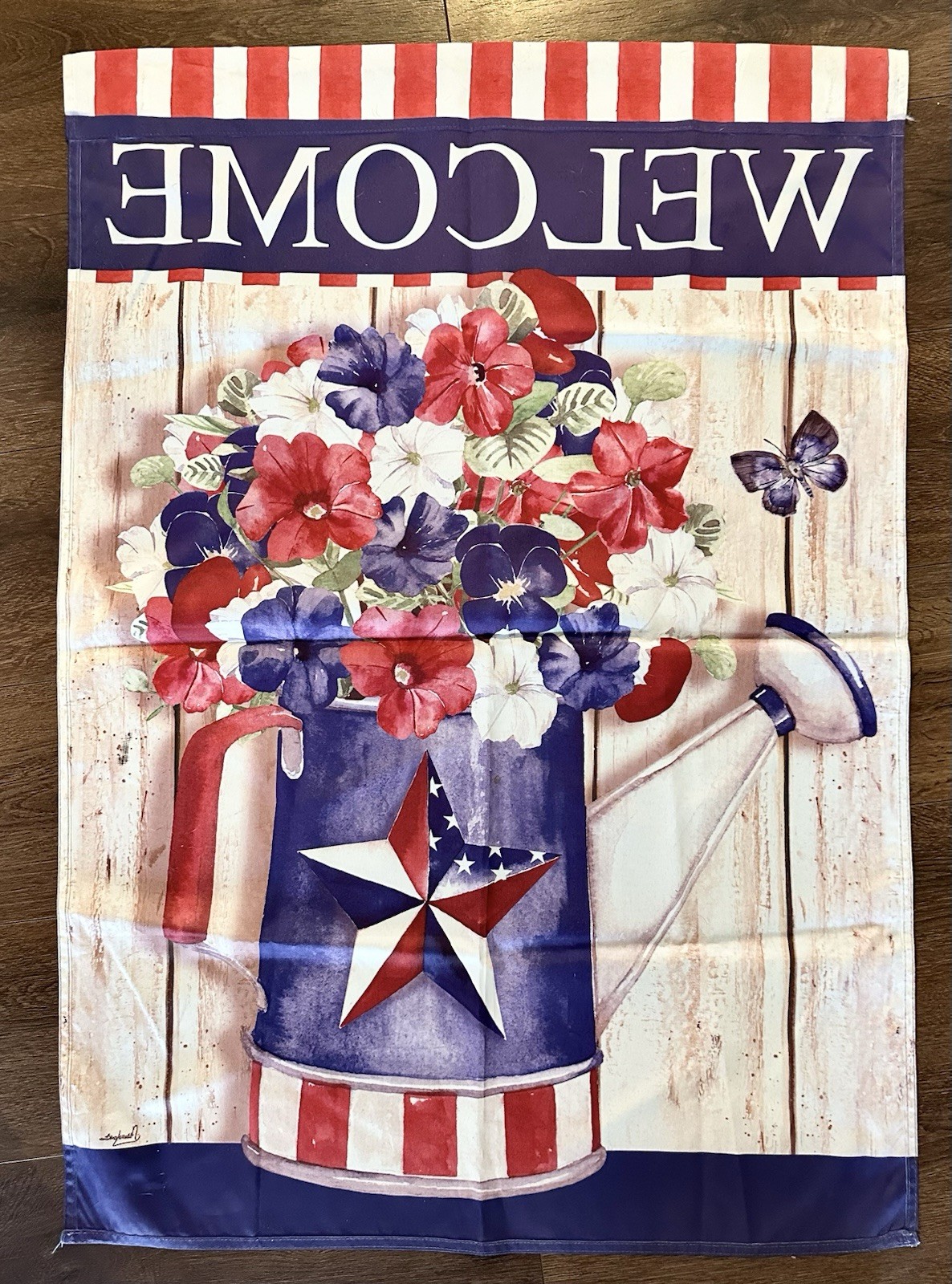 Welcome July 4th Summer America Red White Blue Garden House Flag 28"x40" gallery