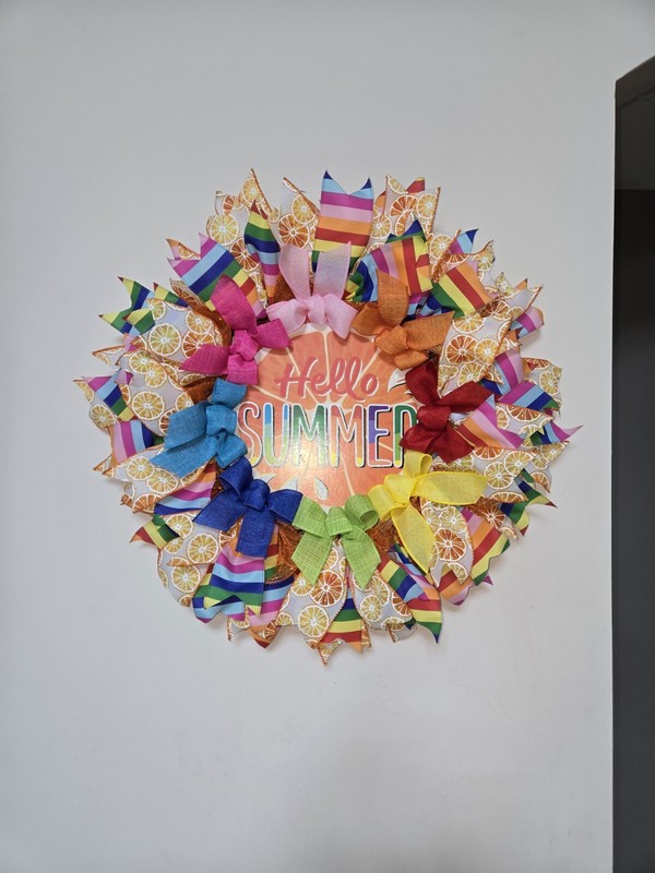 HELLO SUMMER WREATH Spring SUMMER Fall Front Door Wall Decor BIG ORANGE gallery