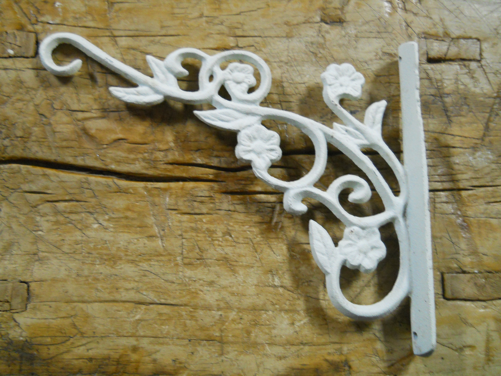Cast Iron Victorian Style WHITE SCROLL Plant Hook Garden Hanger Wall Barn Fence gallery